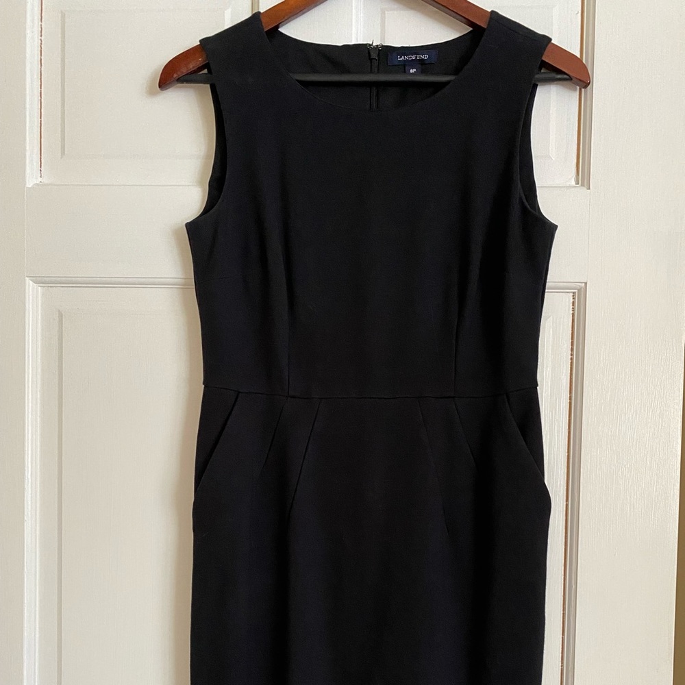 Basic Black Lands End Sheath Dress 8P